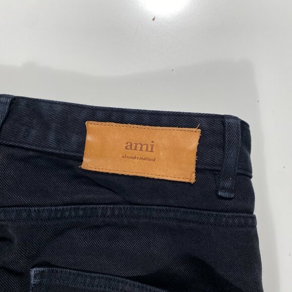 AMI Paris Heavyweight Slim Fit Straight Leg Button-Fly Jeans black mens 33x31 - Picture 8 of 11